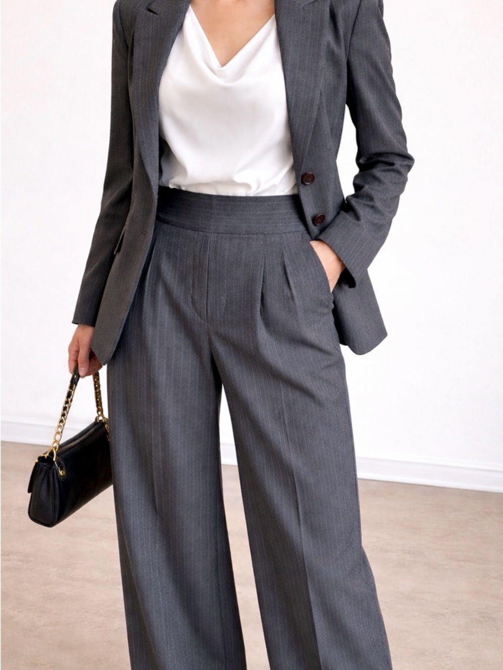 United Colors Of Benetton Charcoal Pinstripe Suit